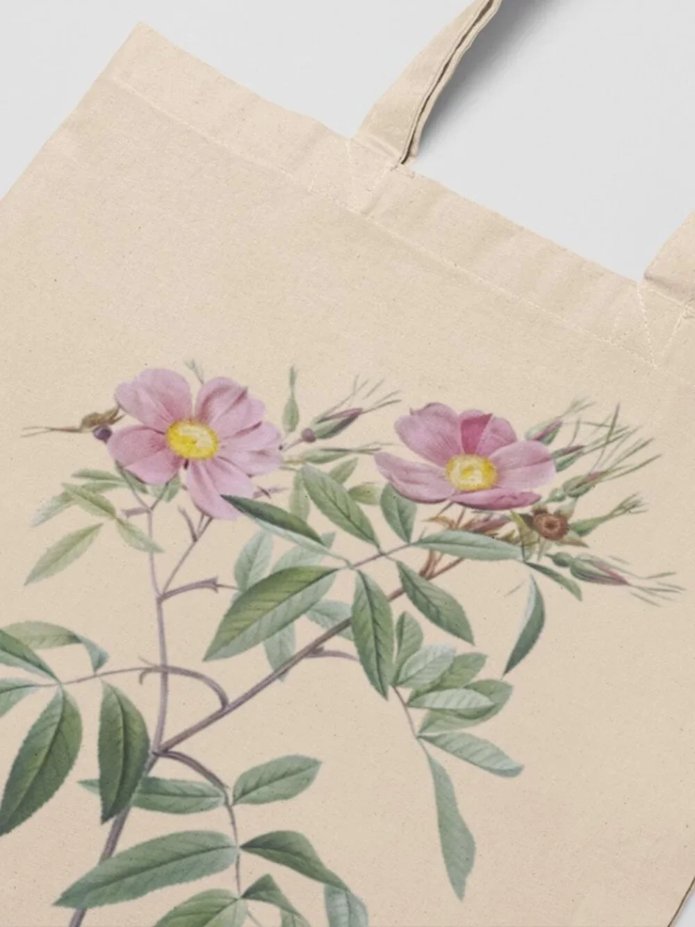 Willowleaf Rose Vintage Floral Print Graphic Canvas Tote Bag